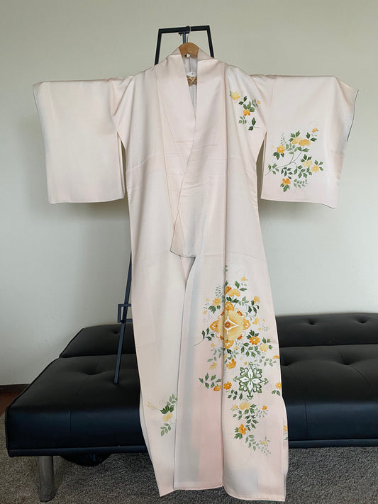 Vintage 100% Silk Kimono – Pink & Teal Floral